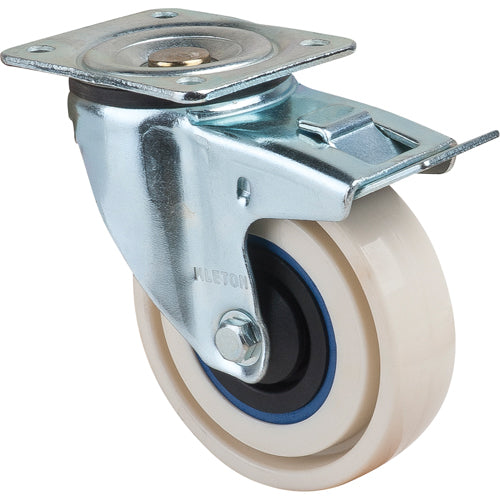 Roulettes sandwich, Pivotant avec frein, 5" (127 mm), Nylon, 440 lb (199,58 kg) - MN446