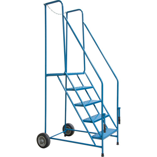 Escabeau roulant avec rails pour accès à une remorque, 6 marches, Largeur de la marche 22", Hauteur de la plateforme 55", Acier - MO012