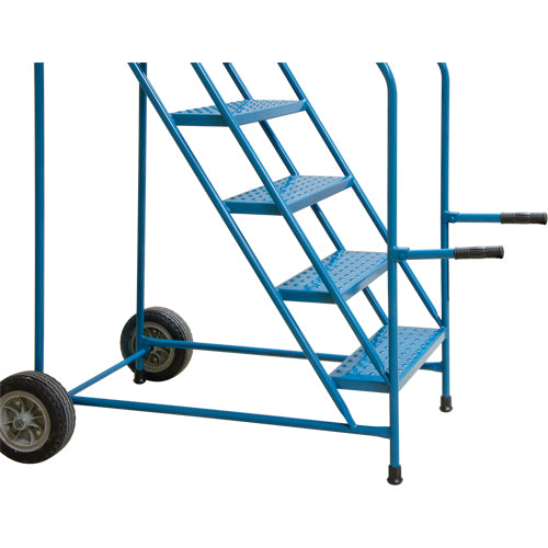 Escabeau roulant avec rails pour accès à une remorque, 6 marches, Largeur de la marche 22", Hauteur de la plateforme 55", Acier - MO012