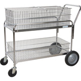 Chariot de bureau en treillis métallique pour le courrier, 250 lb Capacité, Chrome, 23" p x 42" la x 38" h, Chromé - MO843