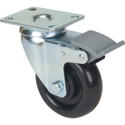 Roulette, Pivotant avec frein, 4" (101,6 mm), Polyoléfine, 250 lb (113,4 kg) - MP579