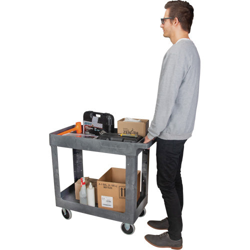 Chariot utilitaire pour l'entretien, 2 tiers, 16-1/2" x 32-1/2" x 34-1/2", Capacité 550 lb - MP640