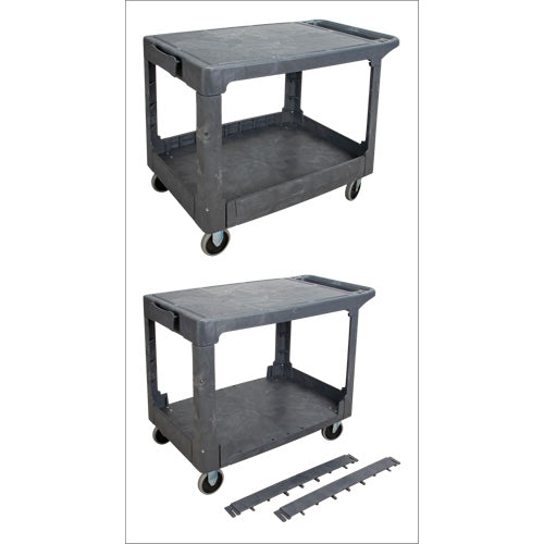 Chariot utilitaire pour l'entretien avec tablette plate, 2 tiers, 25-1/4" x 32-1/4" x 44", Capacité 550 lb - MP642