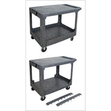 Chariot utilitaire pour l'entretien avec tablette plate, 2 tiers, 25-1/4" x 32-1/4" x 44", Capacité 550 lb - MP642