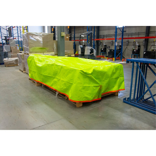 Bâche tissée robuste haute visibilité, Vert/Orange, 16' x 20' x 12 mils - NAA096