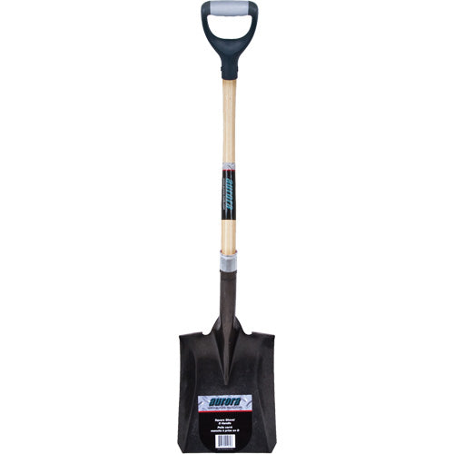 Heavy-Duty Square Shovel, Hardwood, Carbon Steel Blade, D-Grip Handle, 30" Length - NN237