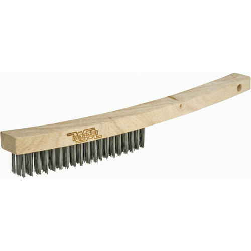 Long Handle Industrial Scrub Brush, Stainless Steel, 4 x 19 Rows of Wire, 10-1/4" Length - NT612