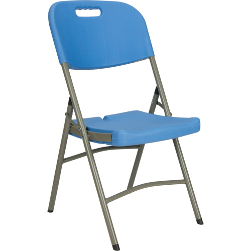 Folding Chair, Polyethylene, Blue, 350 lb Capacity - OP449
