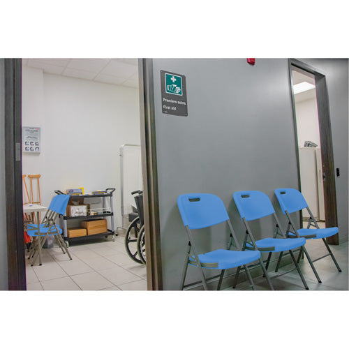 Folding Chair, Polyethylene, Blue, 350 lb Capacity - OP449