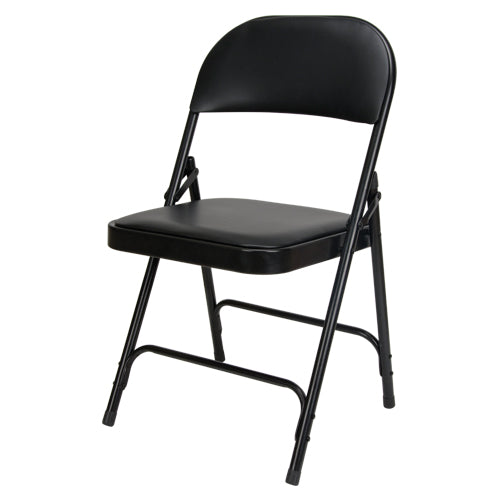 Chaise pliante rembourrée en vinyle, Acier, Noir, Capacité 300 lb - OP962