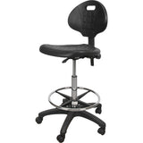 Sturdy and ergonomic stool, mobile, adjustable, 39" - 48", polyurethane seat, black - OR330