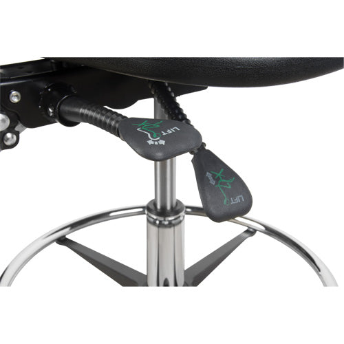 Sturdy and ergonomic stool, mobile, adjustable, 39" - 48", polyurethane seat, black - OR330