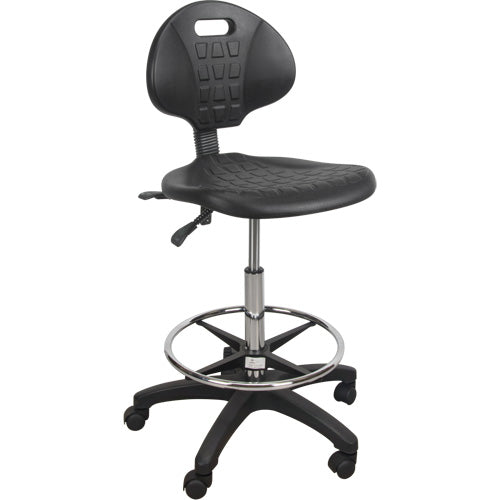 Sturdy and ergonomic stool, mobile, adjustable, 39" - 48", polyurethane seat, black - OR330