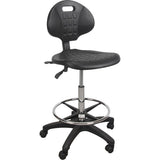 Sturdy and ergonomic stool, mobile, adjustable, 39" - 48", polyurethane seat, black - OR330
