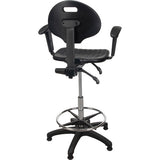 Heavy Duty Ergonomic Stool with Adjustable Armrests, Stationary, Adjustable, 39" - 48", Polyurethane Seat, Black - OR333