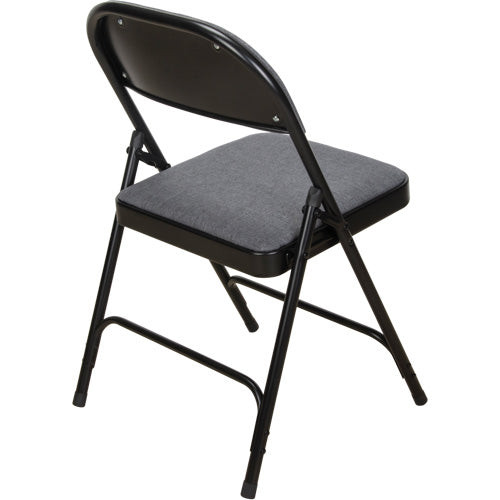 Chaise pliante de luxe en tissu rembourrée, Acier, Gris, Capacité 300 lb - OR434