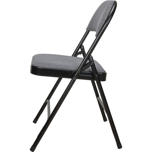 Chaise pliante de luxe en tissu rembourrée, Acier, Gris, Capacité 300 lb - OR434