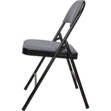 Chaise pliante de luxe en tissu rembourrée, Acier, Gris, Capacité 300 lb - OR434