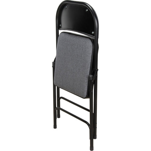 Chaise pliante de luxe en tissu rembourrée, Acier, Gris, Capacité 300 lb - OR434