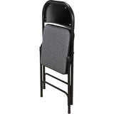 Chaise pliante de luxe en tissu rembourrée, Acier, Gris, Capacité 300 lb - OR434