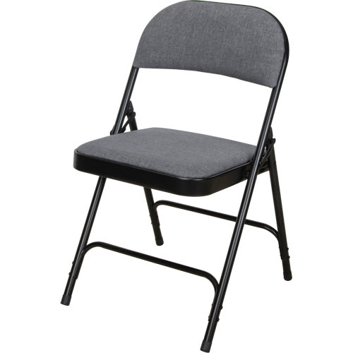 Chaise pliante de luxe en tissu rembourrée, Acier, Gris, Capacité 300 lb - OR434