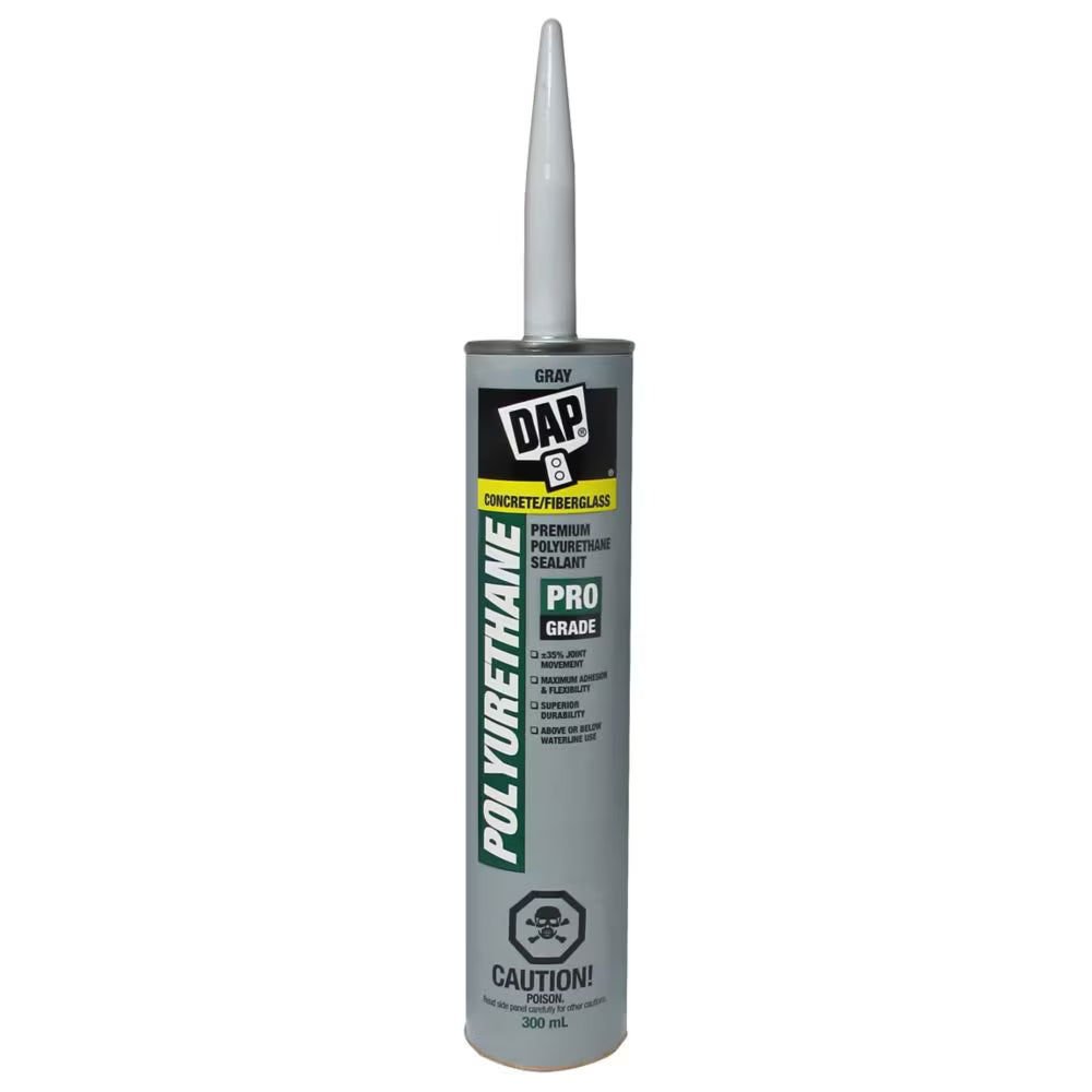 DAP gray polyurethane sealant cartridge for concrete and fiberglass, 300 mL