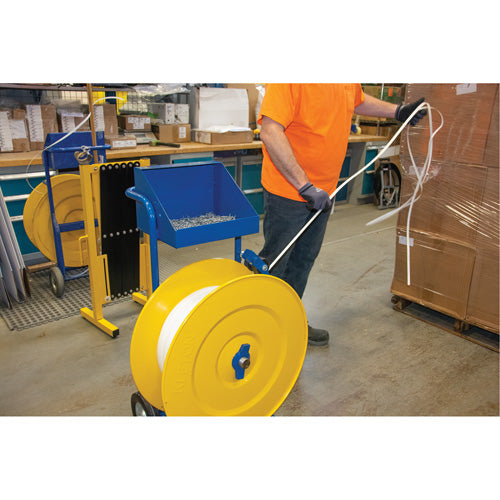 Strapping Dispenser, Polyester/Steel/Polypropylene Strapping, Core Dia 16"/8", Roll Width 3"/8"/6" - PE555