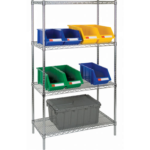 Étagères robustes en treillis chromaté, Tiers 4, 36" la x 63" h x 18" p - RL059