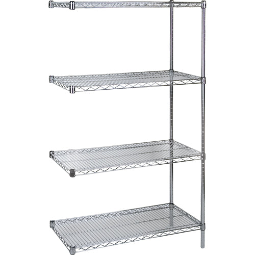 Étagères robustes en treillis chromaté, Ensemble Ajout, Tiers 4, 72" la x 63" h x 24" p - RL074