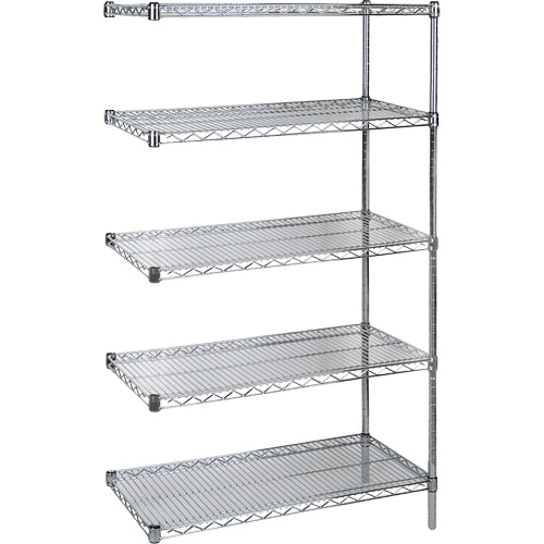 Étagères robustes en treillis chromaté, Ensemble Ajout, Tiers 5, 74" h x 18" p