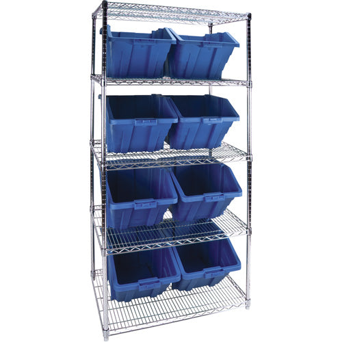 Étagère robuste en treillis métallique avec bacs de rangement, Tiers 5, 36" la x 74" h x 24" p - RL823