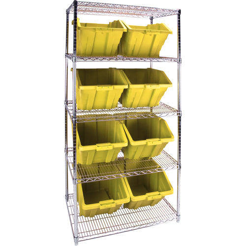 Étagère robuste en treillis métallique avec bacs de rangement, Tiers 5, 36" la x 74" h x 24" p - RL824