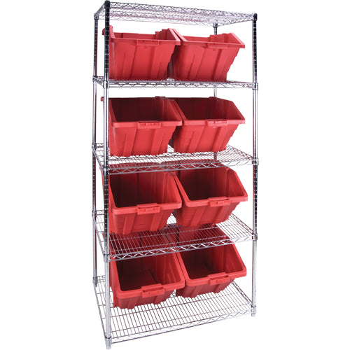 Étagère robuste en treillis métallique avec bacs de rangement, Tiers 5, 36" la x 74" h x 24" p - RL826