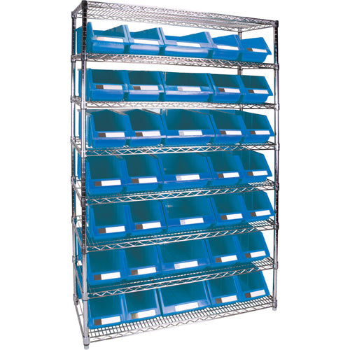 Étagère robuste en treillis métallique avec bacs de rangement, Tiers 8, 48" la x 74" h x 18" p - RL827