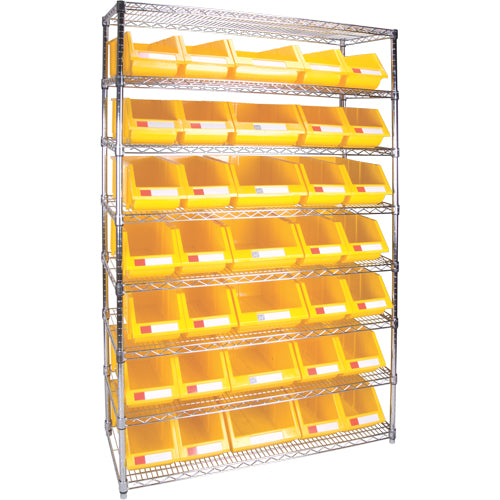 Étagère robuste en treillis métallique avec bacs de rangement, Tiers 8, 48" la x 74" h x 18" p - RL828