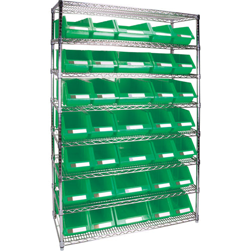 Étagère robuste en treillis métallique avec bacs de rangement, Tiers 8, 48" la x 74" h x 18" p - RL829