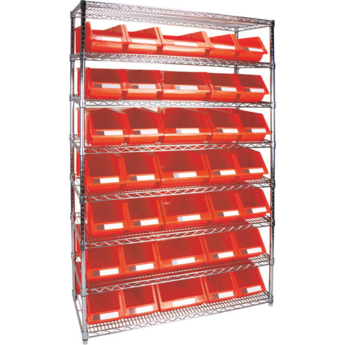 Étagère robuste en treillis métallique avec bacs de rangement, Tiers 8, 48" la x 74" h x 18" p - RL830