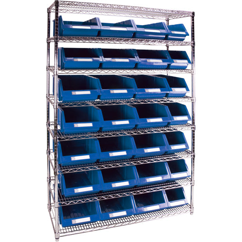 Étagère robuste en treillis métallique avec bacs de rangement, Tiers 8, 48" la x 74" h x 18" p - RL831