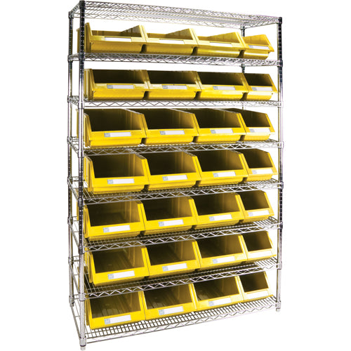 Étagère robuste en treillis métallique avec bacs de rangement, Tiers 8, 48" la x 74" h x 18" p - RL832