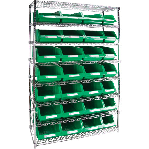 Étagère robuste en treillis métallique avec bacs de rangement, Tiers 8, 48" la x 74" h x 18" p - RL833