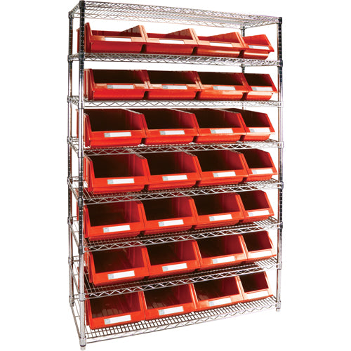 Étagère robuste en treillis métallique avec bacs de rangement, Tiers 8, 48" la x 74" h x 18" p - RL834