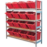 Étagères larges avec bacs géants en plastique, Acier, Sans boulons, Capacité 800 lb, 66" la x 72" h x 18" p - RL980