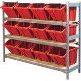 Étagères larges avec bacs géants en plastique, Acier, Sans boulons, Capacité 800 lb, 66" la x 60" h x 18" p - RL984