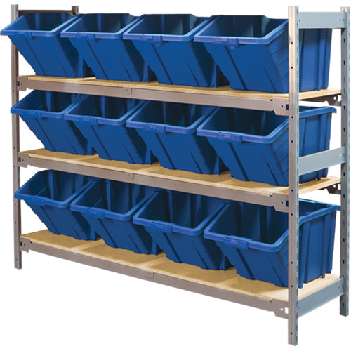 Étagères larges avec bacs géants en plastique, Acier, Sans boulons, Capacité 800 lb, 66" la x 60" h x 18" p - RL985