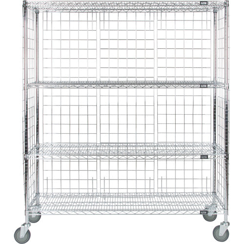 Chariot fermé en treillis métallique, Chromé, 60" x 69" x 24", Capacité 800 lb - RN564