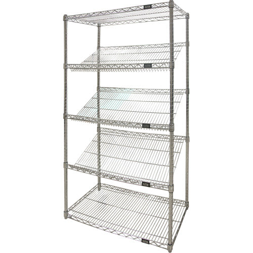 Étagère en treillis métallique avec tablettes inclinées, Tiers 5, 36" la x 63" h x 18" p - RN589