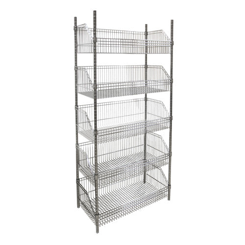 Étagère à paniers-tablettes en treillis métallique, Tiers 5, 36" la x 74" h x 18" p - RN609