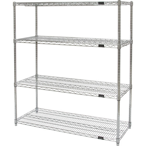 Étagères robustes en treillis chromaté, Tiers 4, 48" la x 54" h x 14" p - RN815