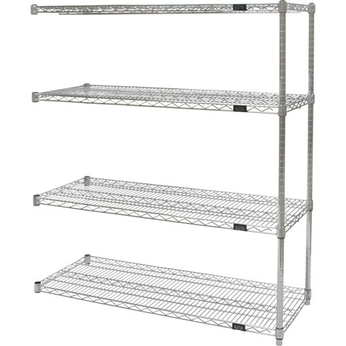 Étagères robustes en treillis chromaté, Ensemble Ajout, Tiers 4, 60" la x 54" h x 24" p - RN832