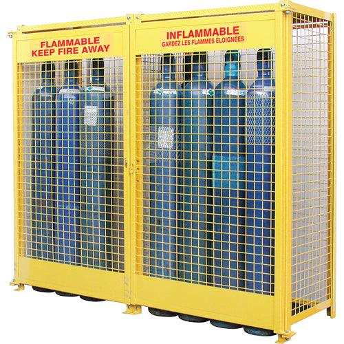 Armoires pour cylindres à gaz, Nombre de bouteilles: 20, 88" , 30" , 74" , Jaune - SAF848